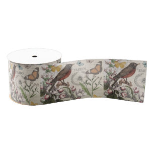 Robin Elegant Vogelvlinder Franse kunst Grosgrain Lint