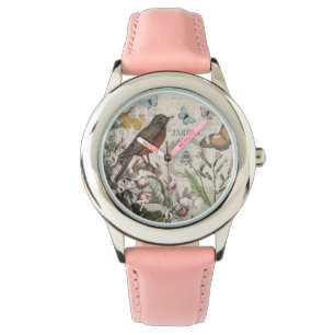 Robin Elegant Vogelvlinder Franse kunst Horloge