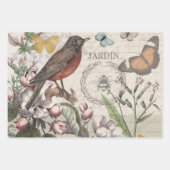 Robin Elegant Vogelvlinder Franse kunst Inpakpapier Vel (Voorkant)