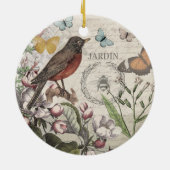 Robin Elegant Vogelvlinder Franse kunst Keramisch Ornament (Achterkant)