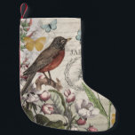 Robin Elegant Vogelvlinder Franse kunst Kleine Kerstsok<br><div class="desc">Ontdek de charme van een vervlogen tijdperk met deze prachtige originele collage, zorgvuldig vervaardigd uit antiek efemera. Met een prachtig gerestaureerde roodborstje te midden van weelderige botanische illustraties, roept dit ontwerp de rust op van een tuin. Fijne vlinders fladderen rond, terwijl een klassieke hommel wordt omringd door een lauwerkrans. De...</div>