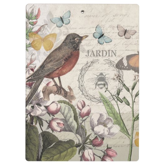 Robin Elegant Vogelvlinder Franse kunst Klembord (Achterkant)