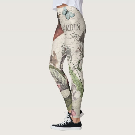 Robin Elegant Vogelvlinder Franse kunst Leggings (Links)