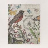 Robin Elegant Vogelvlinder Franse kunst Legpuzzel (Verticaal)