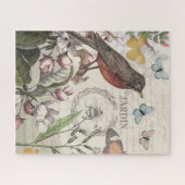 Robin Elegant Vogelvlinder Franse kunst Legpuzzel (Horizontaal)