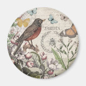 Robin Elegant Vogelvlinder Franse kunst Magneet (Voorkant)