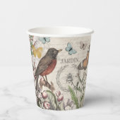 Robin Elegant Vogelvlinder Franse kunst Papieren Bekers (Achterkant)