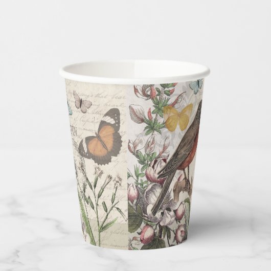 Robin Elegant Vogelvlinder Franse kunst Papieren Bekers (Links)