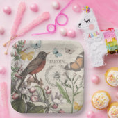 Robin Elegant Vogelvlinder Franse kunst Papieren Bordje (Feest)