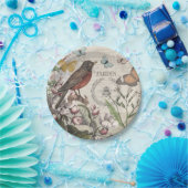 Robin Elegant Vogelvlinder Franse kunst Papieren Bordje (Feest)