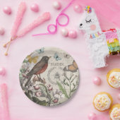 Robin Elegant Vogelvlinder Franse kunst Papieren Bordje (Feest)