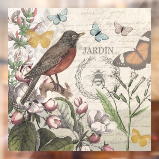 Robin Elegant Vogelvlinder Franse kunst Raamsticker (Vel 2)