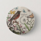 Robin Elegant Vogelvlinder Franse kunst Ronde Button 5,7 Cm (Voorkant)