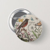 Robin Elegant Vogelvlinder Franse kunst Ronde Button 5,7 Cm (Voorkant /achterkant)