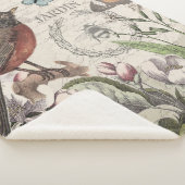 Robin Elegant Vogelvlinder Franse kunst Sherpa Deken (3/4)