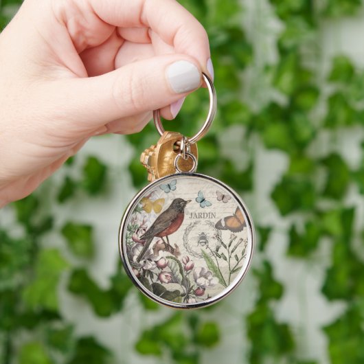 Robin Elegant Vogelvlinder Franse kunst Sleutelhanger (Hand)