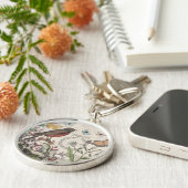 Robin Elegant Vogelvlinder Franse kunst Sleutelhanger (Zijkant)