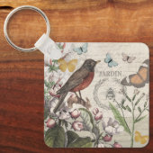 Robin Elegant Vogelvlinder Franse kunst Sleutelhanger (Voorkant)