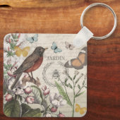 Robin Elegant Vogelvlinder Franse kunst Sleutelhanger (Achterkant)