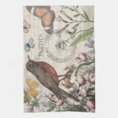 Robin Elegant Vogelvlinder Franse kunst Theedoek (Verticaal)