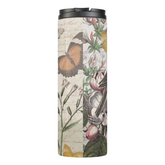 Robin Elegant Vogelvlinder Franse kunst Thermosbeker (Achterkant)