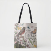 Robin Elegant Vogelvlinder Franse kunst Tote Bag (Voorkant)