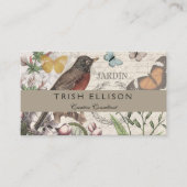 Robin Elegant Vogelvlinder Franse kunst Visitekaartje (Voorkant)