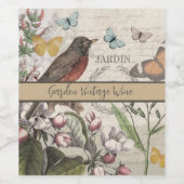 Robin Elegant Vogelvlinder Franse kunst Wijn Etiket (Enkel label)