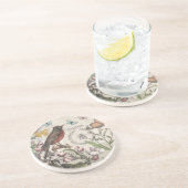 Robin Elegant Vogelvlinder Franse kunst Zandsteen Onderzetter (Zijkant)