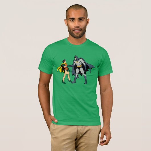 Robin en Batman Handshake T-shirt (Voorkant volledig)
