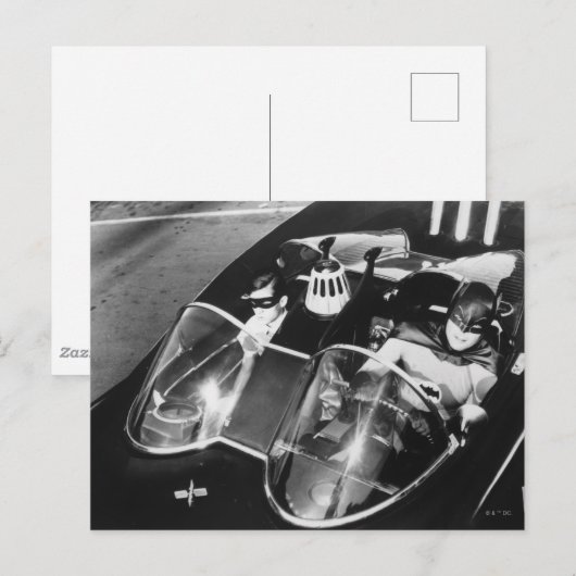 Robin en Batman in Batmobile Briefkaart (Voorkant / Achterkant)