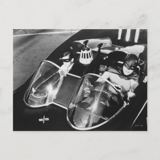 Robin en Batman in Batmobile Briefkaart (Voorkant)