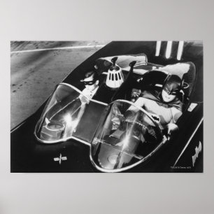 Robin en Batman in Batmobile Poster