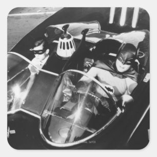 Robin en Batman in Batmobile Vierkante Sticker