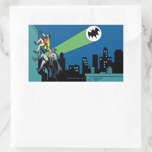 Robin en Batman klib Rechthoekige Sticker (Tas)