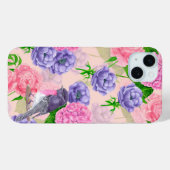Robin en bloemen, patroon van de waterverf Case-Mate iPhone case (Achterkant (horizontaal))