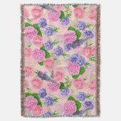 Robin en bloemen, patroon van de waterverf deken (Voorkant Verticaal)