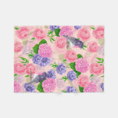 Robin en bloemen, patroon van de waterverf fleece deken (Voorkant (Horizontaal))