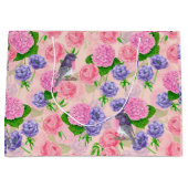 Robin en bloemen, patroon van de waterverf groot cadeauzakje (Voorkant)