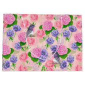 Robin en bloemen, patroon van de waterverf groot cadeauzakje (Achterkant)