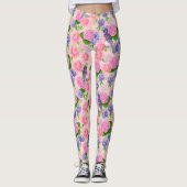 Robin en bloemen, patroon van de waterverf leggings (Voorkant)