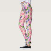 Robin en bloemen, patroon van de waterverf leggings (Links)