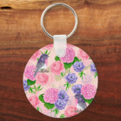 Robin en bloemen, patroon van de waterverf sleutelhanger (Voorkant)