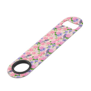 Robin en bloemen, patroon van de waterverf speed flessenopener