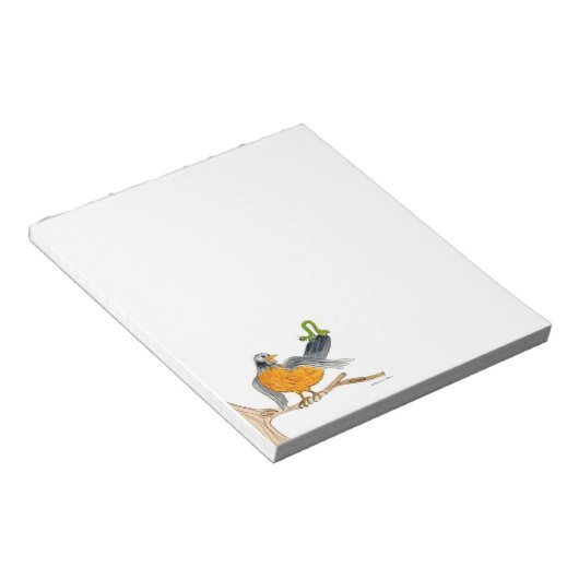 Robin en centimeter worm op boom. notitieblok (Schuin)