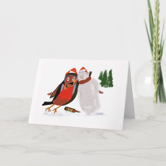 Robin en Friend Merry-kerstkaart Bedankkaart (Voorkant)