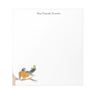 Robin en Green Inch Worm Note pad Notitieblok