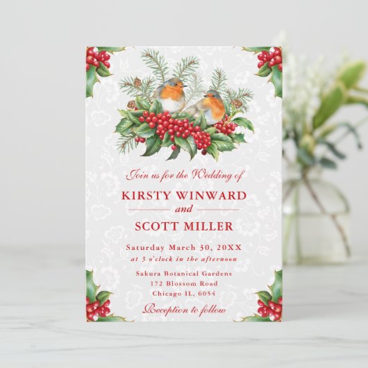 Robin en Holly Berry zijn getrouwd Kaart (Staand voorkant)