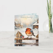 Robin en Holly Kerstmis Kaart (Voorkant)