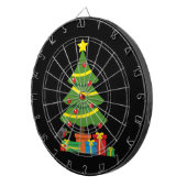Robin en kleurrijke Cadeaus onder de kerstboom Dartbord (Voorkant Rechts)